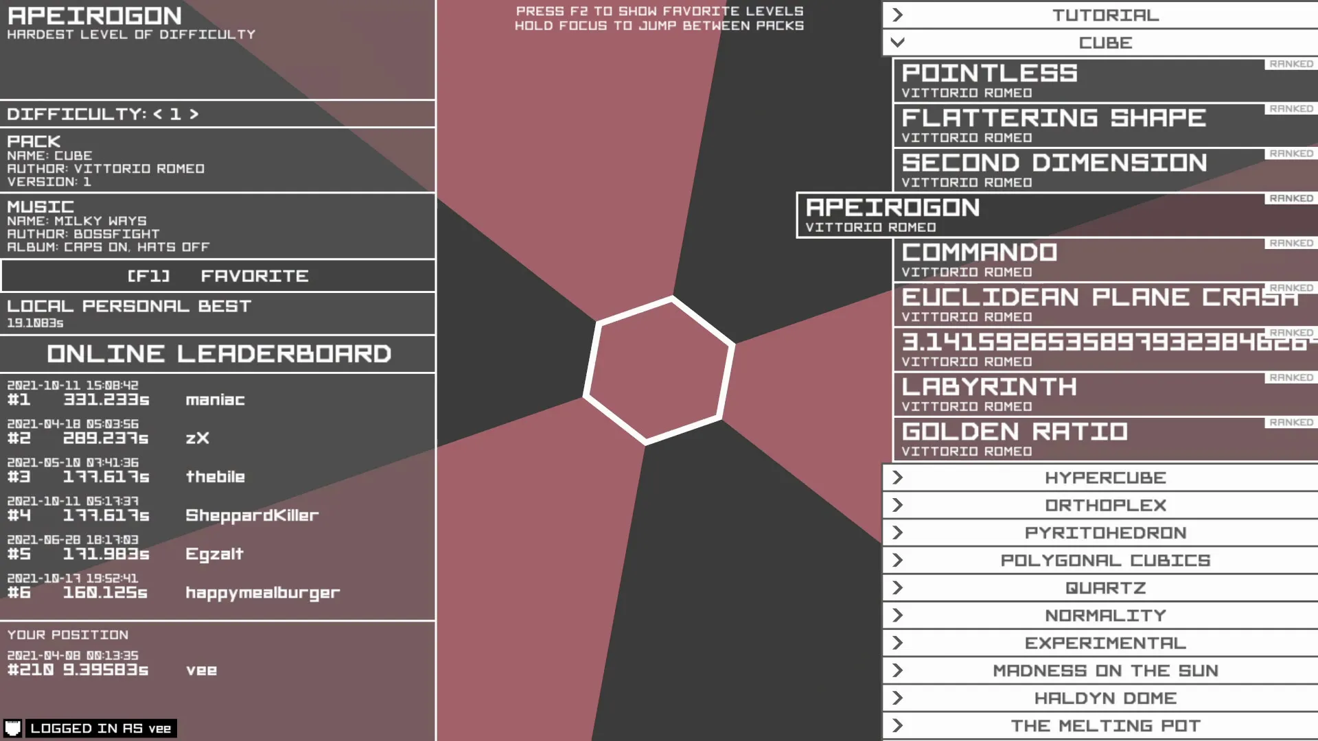 Open Hexagon: скриншот 5