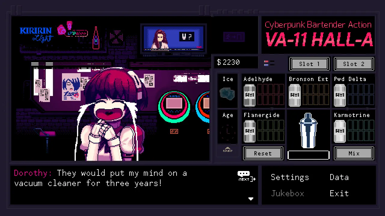 VA-11 Hall-A: Cyberpunk Bartender Action: скриншот 1