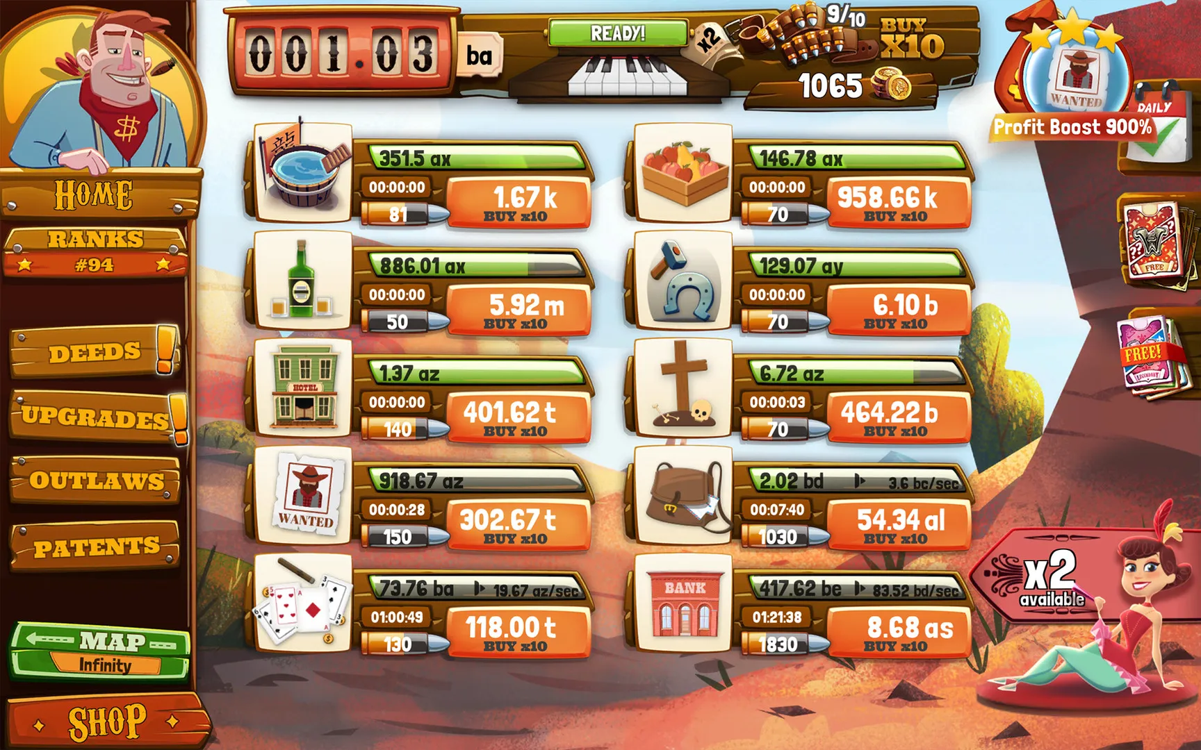 Wild West Saga: Idle Tycoon Clicker: скриншот 1