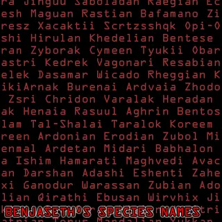 Benjaseth's Species Names