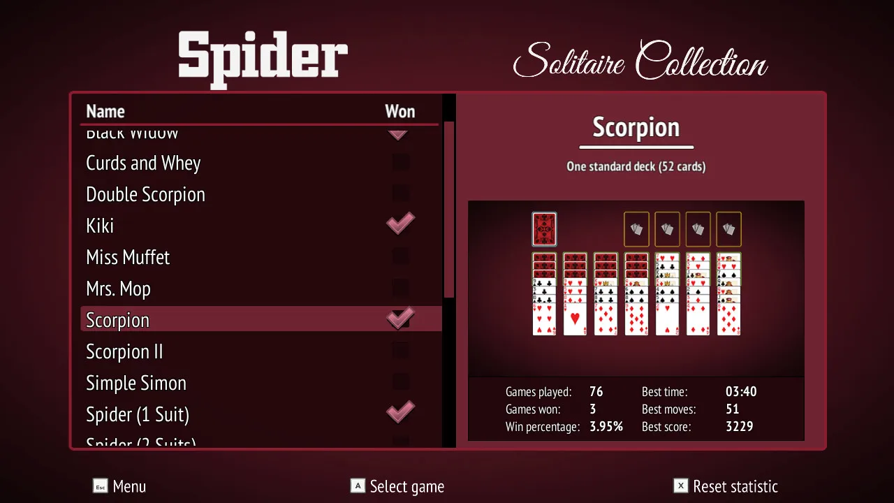 Spider Solitaire Collection: скриншот 1