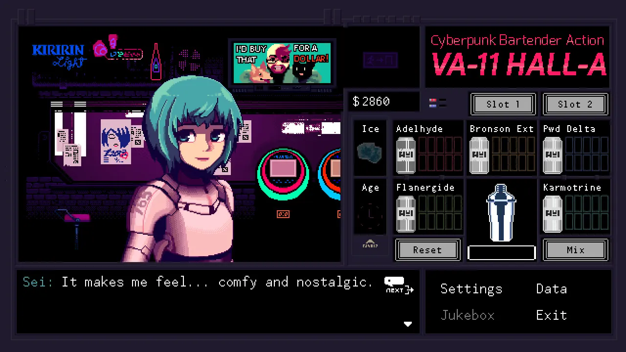 VA-11 Hall-A: Cyberpunk Bartender Action: скриншот 6